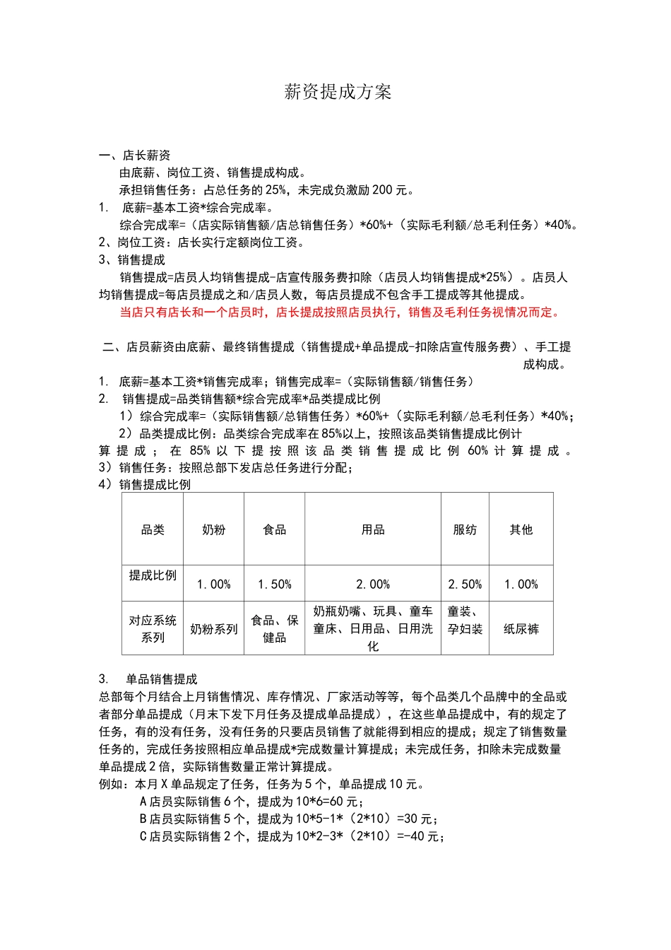 零售业销售提成方案_第1页