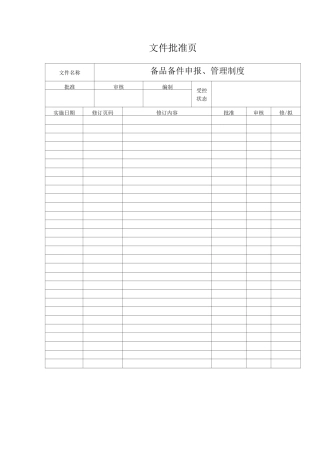 备品备件申报、管理制度
