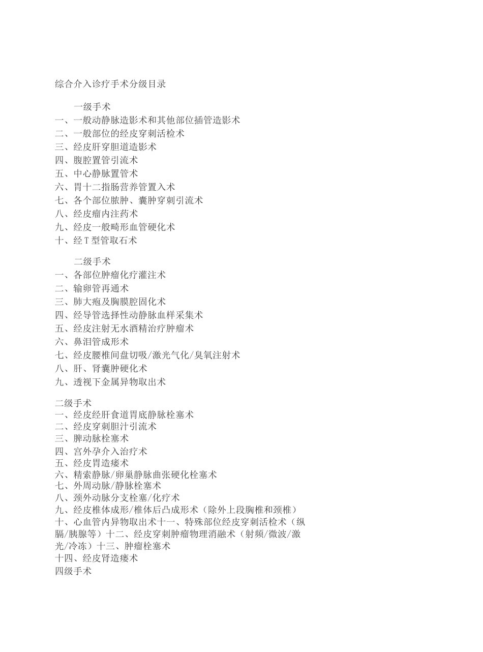 综合介入诊疗手术分级目录_第2页