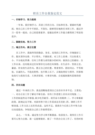 职员工作自我鉴定范文