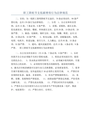 职工降耗节支低碳增效行为规范