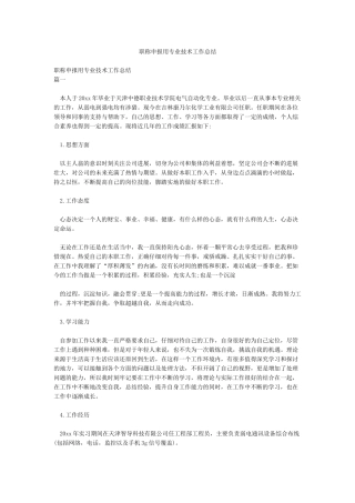 职称申报用专业技术工作总结