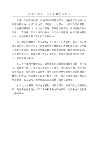 职高生实习一年的自我鉴定范文