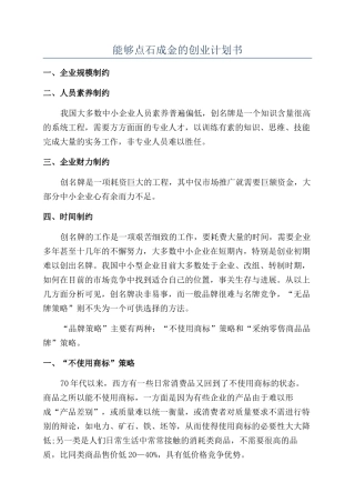 能够点石成金的创业计划书