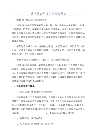 艺术协会年度工作报告范文