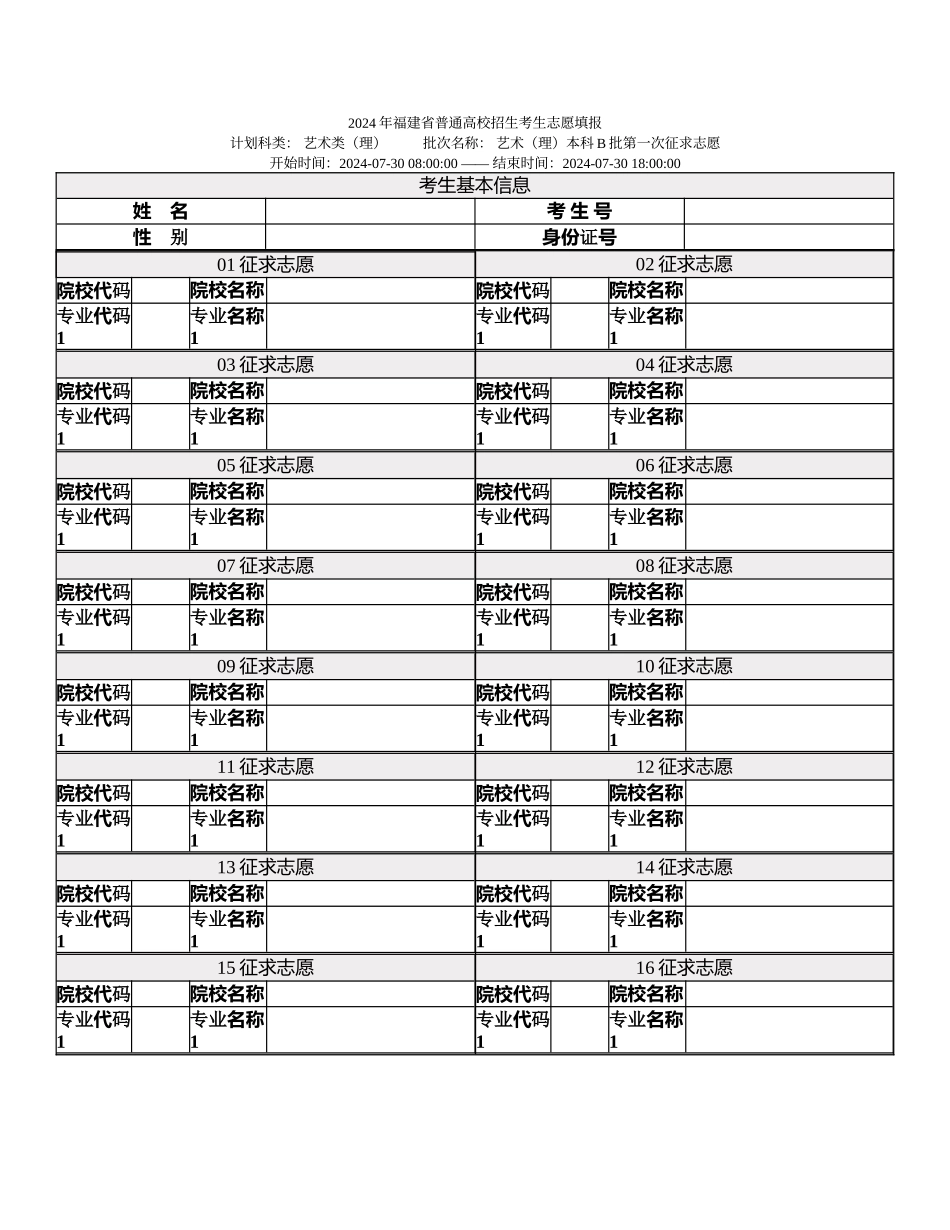 艺术本科B批第一次征求志愿_第1页