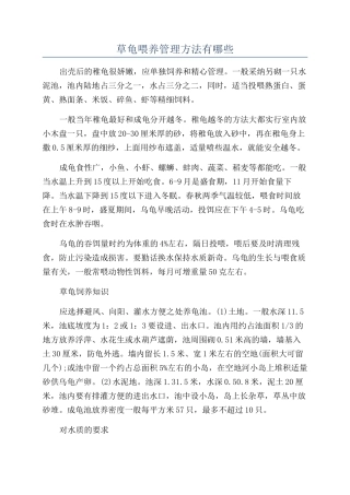 草龟喂养管理方法有哪些