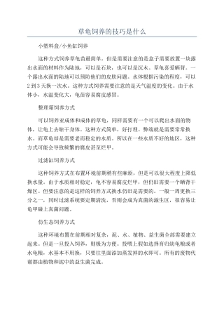 草龟饲养的技巧是什么