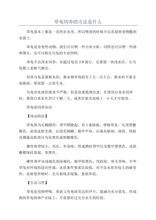 草龟饲养的方法是什么