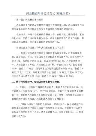 药品稽查年终总结范文