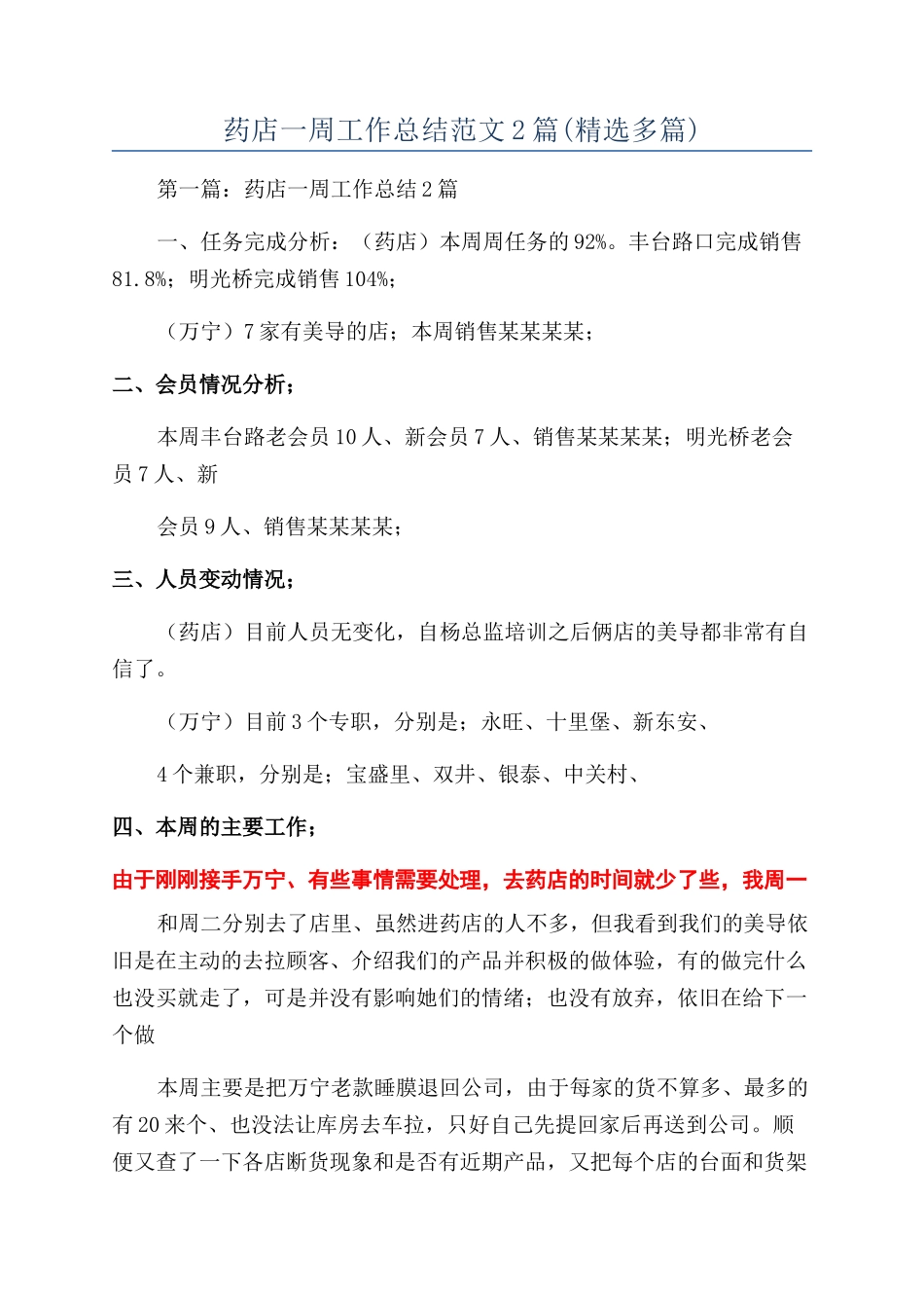 药店一周工作总结范文2篇_第1页