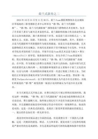 荷兰式款待之二