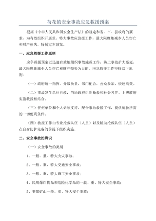 荷花镇安全事故应急救援预案
