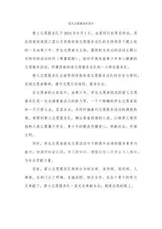 萤火志愿服务队简介