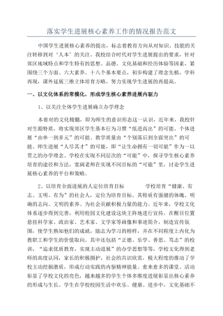 落实学生发展核心素养工作的情况报告范文