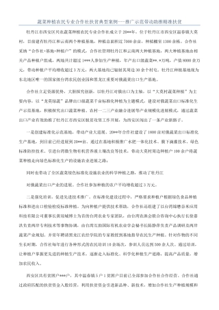 蔬菜种植农民专业合作社扶贫典型案例---推广示范带动助推精准扶贫