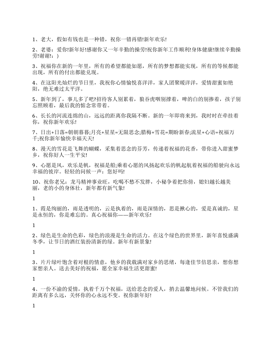 虎年春节问候祝福语_第1页