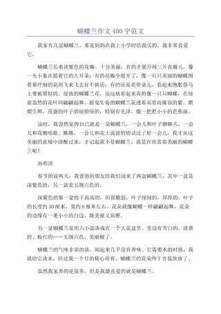 蝴蝶兰作文400字范文