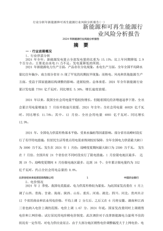 行业分析年新能源和可再生能源行业风险分析报告