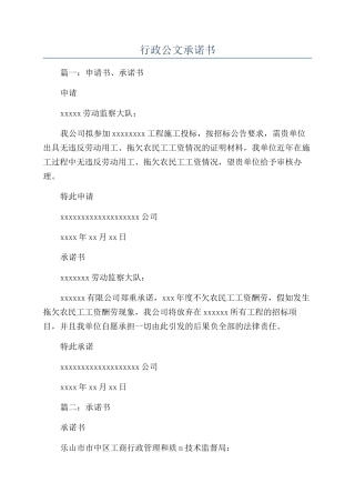 行政公文承诺书