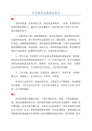 行长转正自我鉴定范文