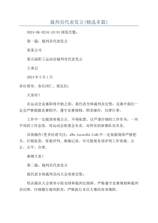 裁判员代表发言