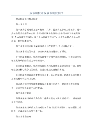 规章制度章程规章制度例文