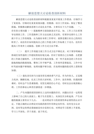 解放思想大讨论检查剖析材料