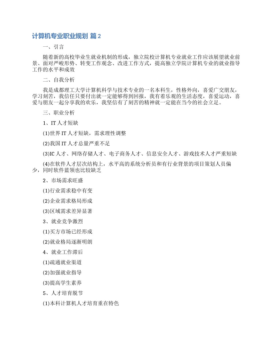 计算机专业职业规划四篇_第3页