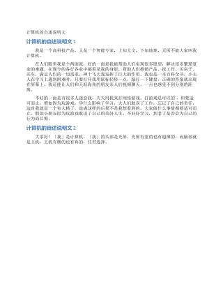 计算机的自述说明文