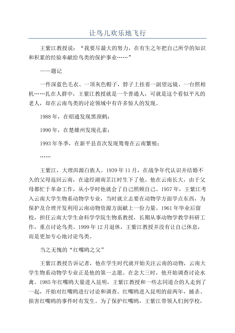 让鸟儿快乐地飞翔_第1页