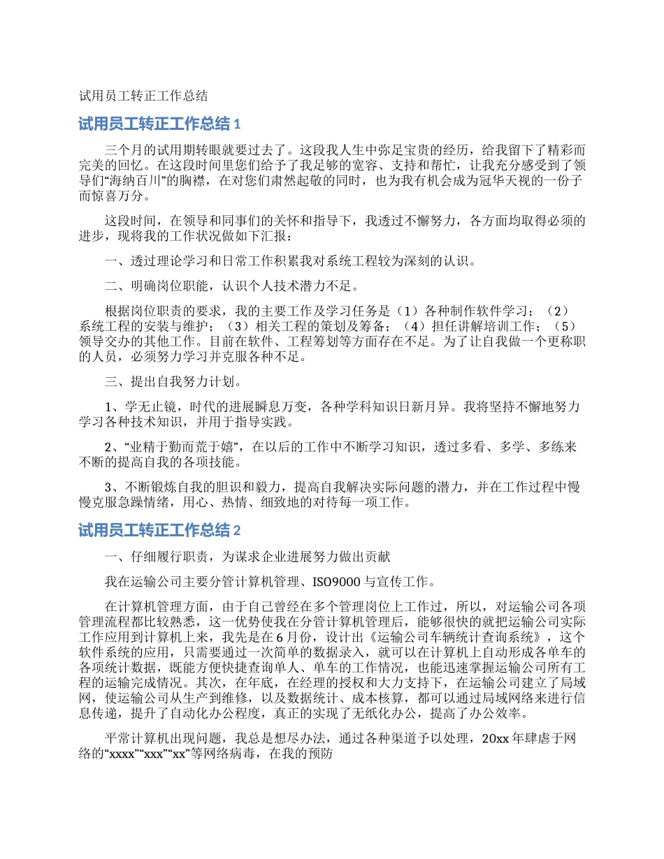 试用员工转正工作总结_第1页