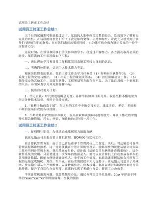 试用员工转正工作总结