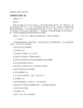 试用期实习报告汇编5篇