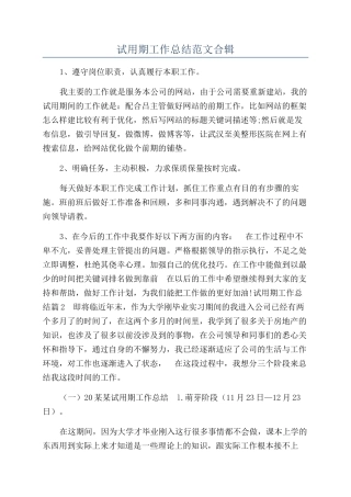 试用期工作总结范文合辑