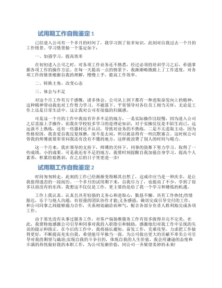 试用期工作自我鉴定五篇2024