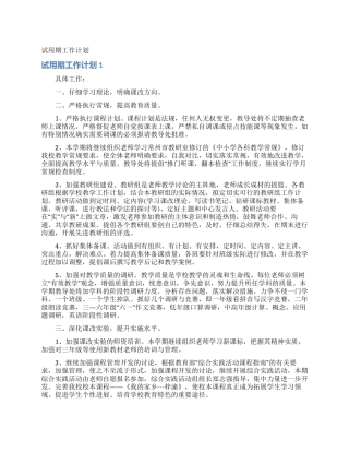 试用期工作计划