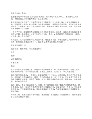 试用期未满离职报告书