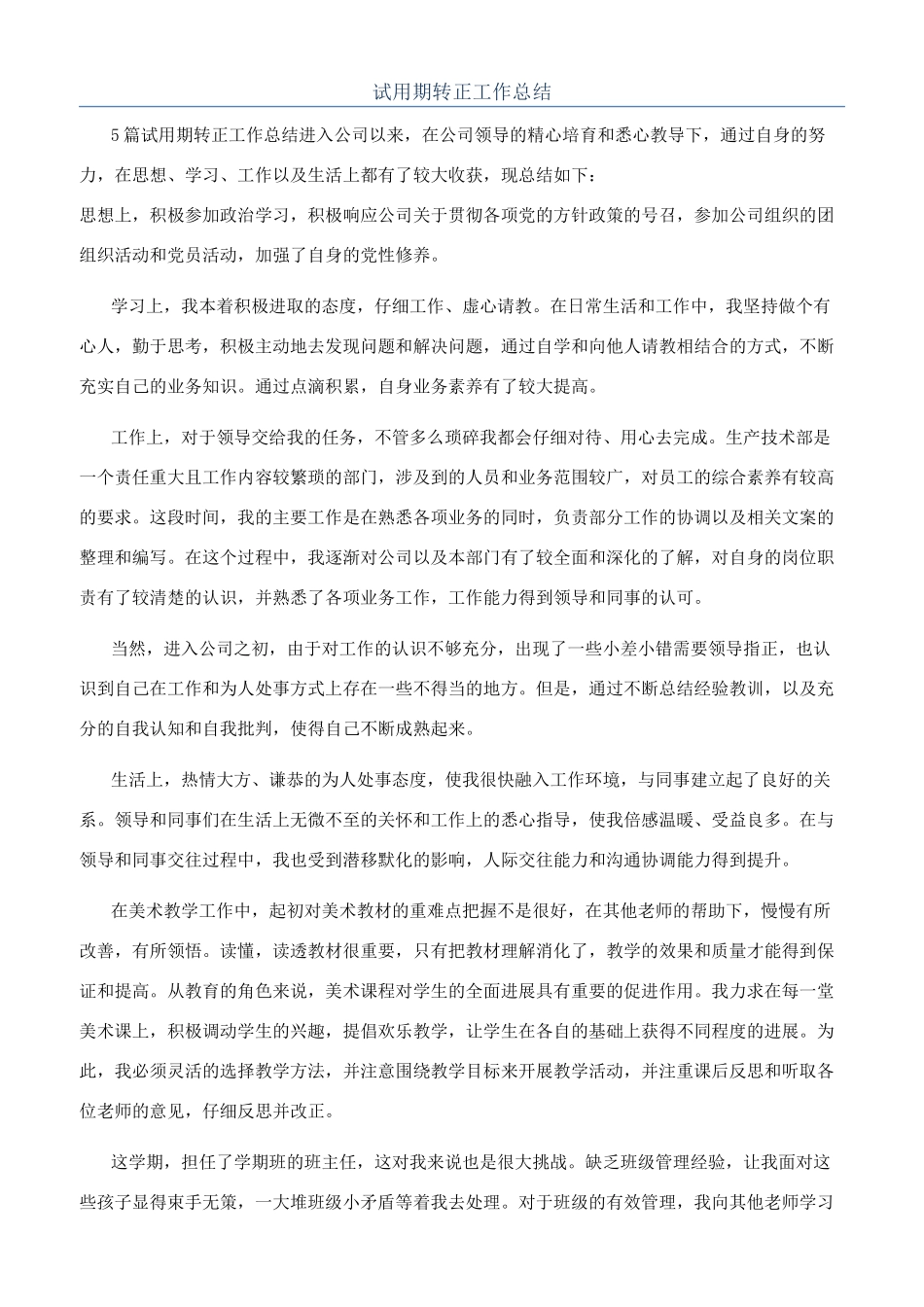试用期转正工作总结_第1页