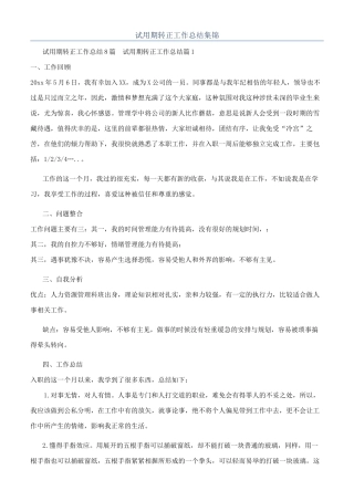 试用期转正工作总结集锦