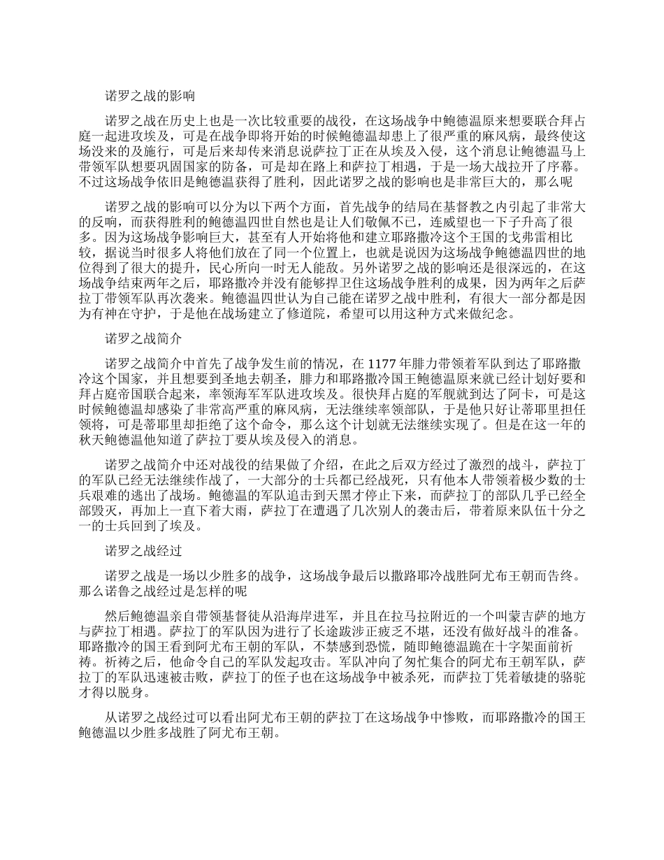 诺罗之战的影响是什么_第1页