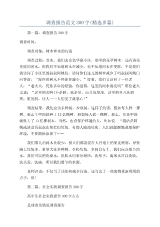 调查报告范文300字
