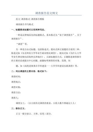 调查报告范文例文