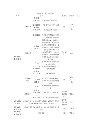 调研前期工作安排时间表
