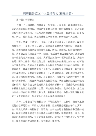 调研报告范文个人总结范文(精选多篇)