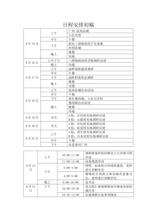 调研日程初步安排