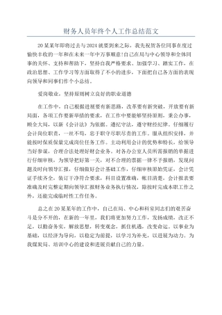 财务人员年终个人工作总结范文