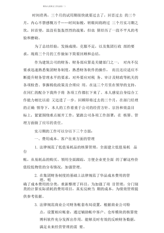 财务人员转正工作总结