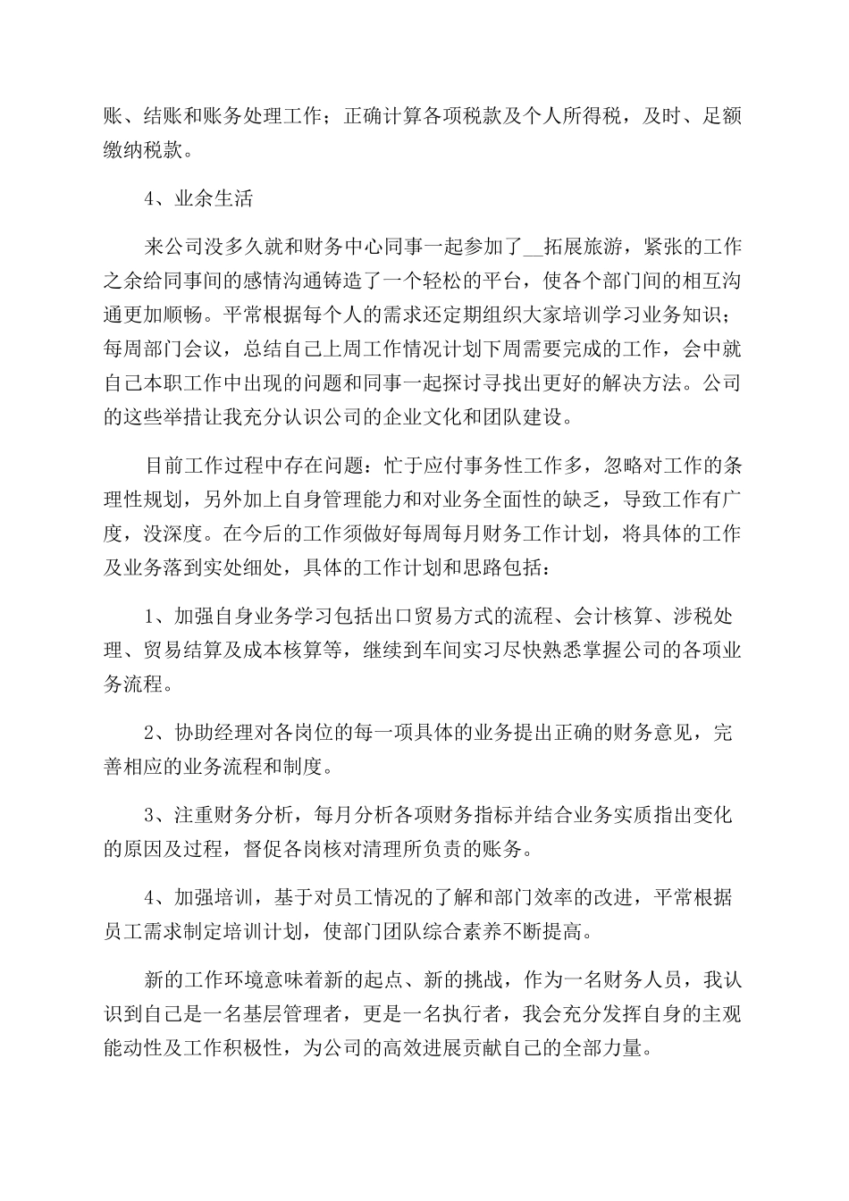 财务人员试用期个人工作总结范文_第2页