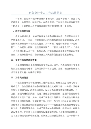 财务会计个人工作总结范文